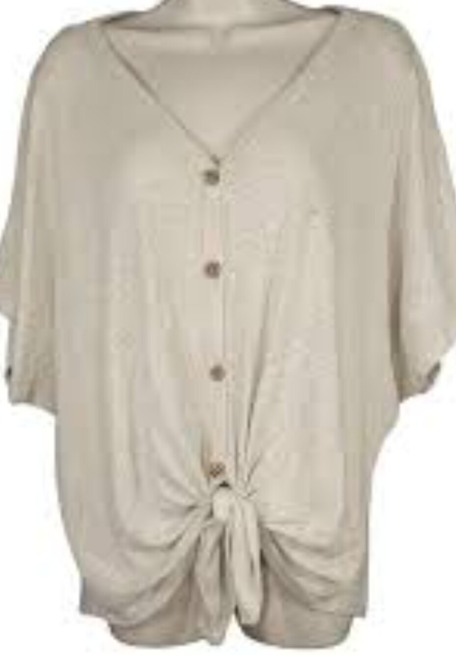 Fantastic Fawn V Neck Tie Front Button Down Top       Size M